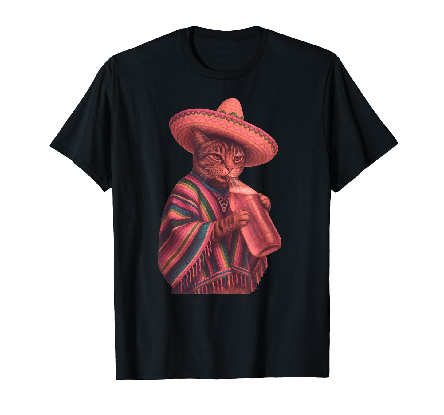 Funny Cat Sombrero Mexican Cinco De Mayo Beer 40 Oz Poncho T-Shirt