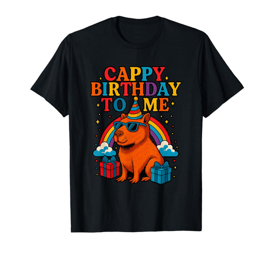 Cappy Birthday to Me Cool Capybara Rainbow Birthday Party T-Shirt