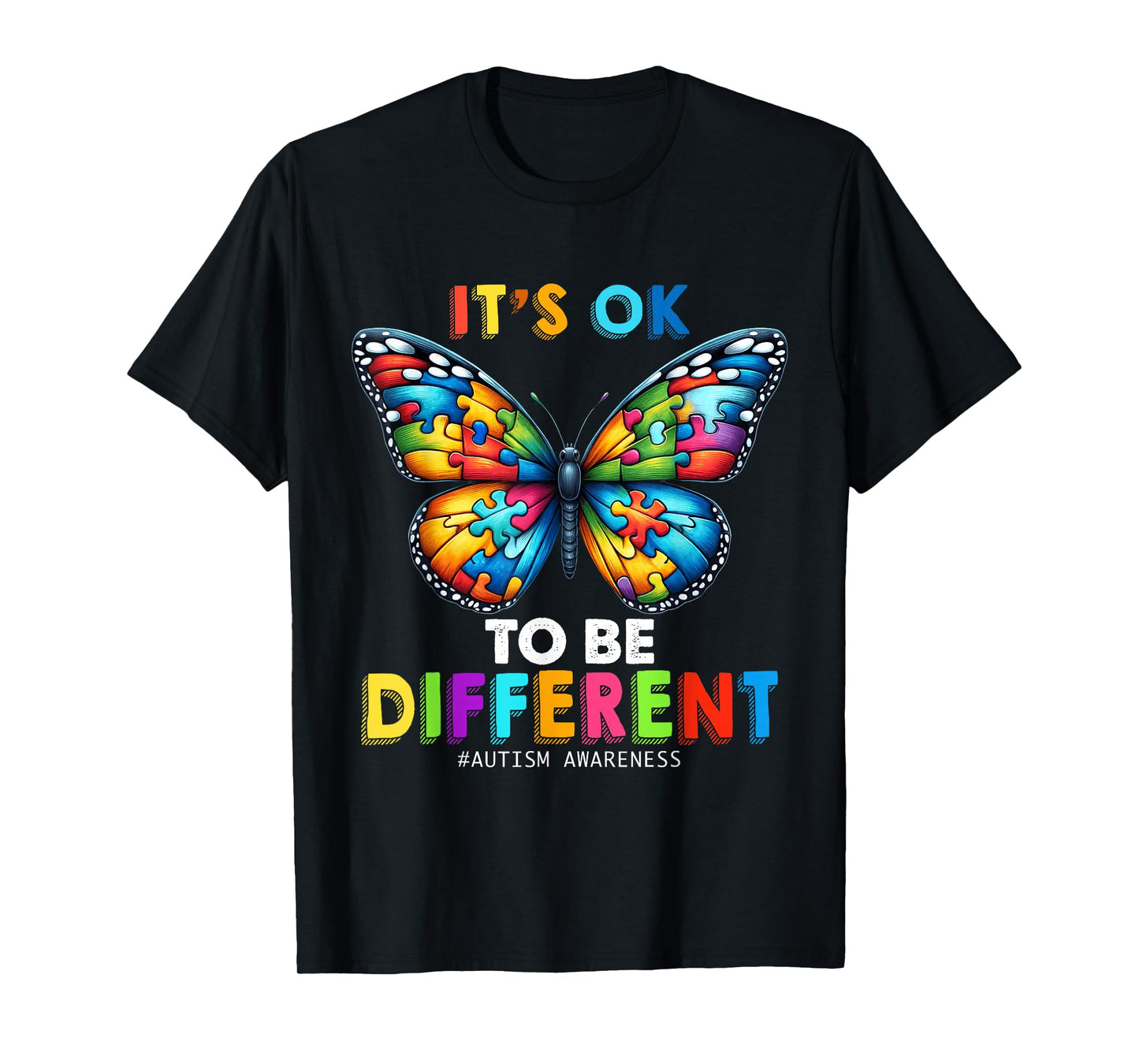Autism Awareness Butterfly Animal Its Ok To Be Different T-Shirt