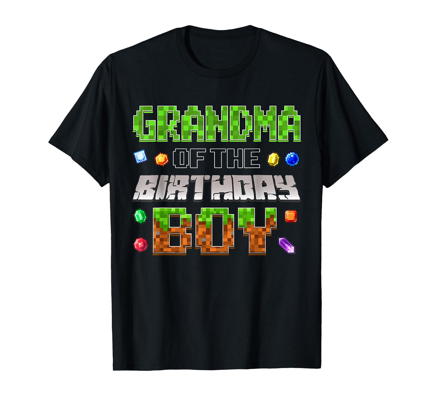 Grandma Of The Birthday Boy Game Pixel Number Birthday Party T-Shirt