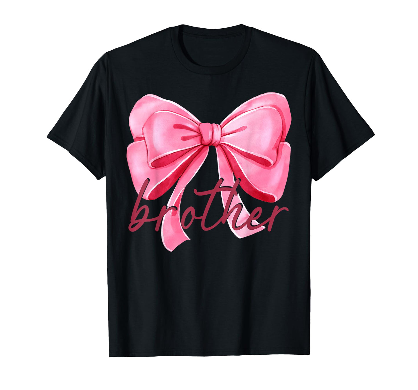 Brother Pink Bow Birthday Baby Shower Family Pink Ribbon T-Shirt