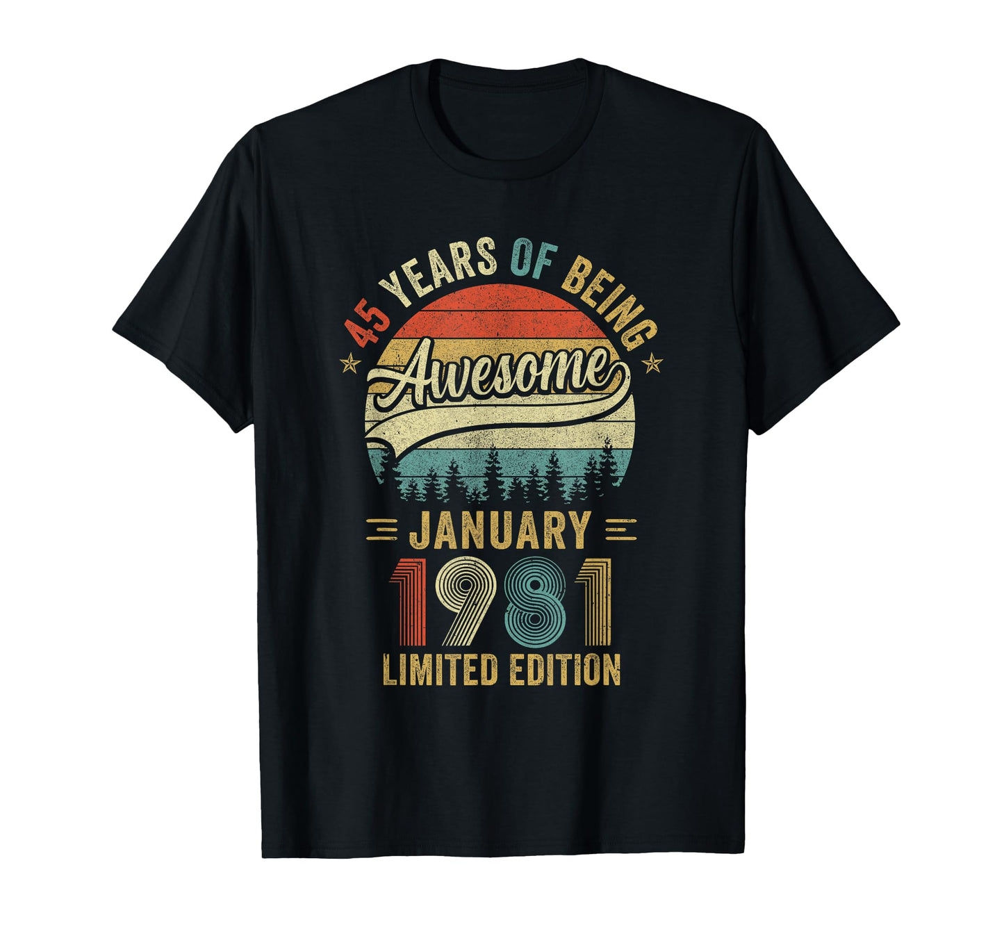Vintage January 1981 Old 45Th Birthday Men Women T-Shirt