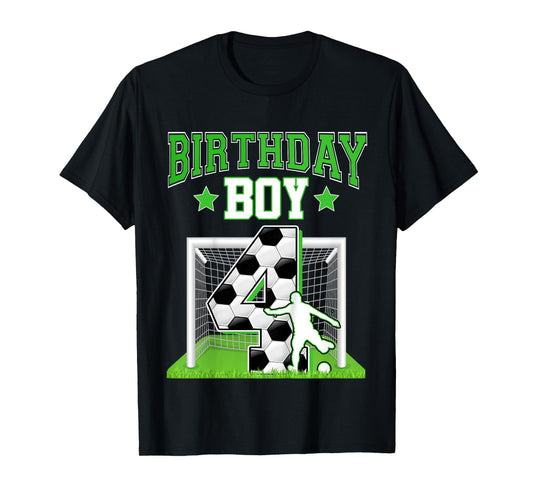 Kids Soccer Ball 4th Birthday Boy 4 Year Old Baller Player Party T-Shirt