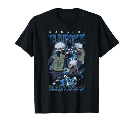 Naruto Shippuden Retro Kakashi Lightning Poses Anime T-Shirt