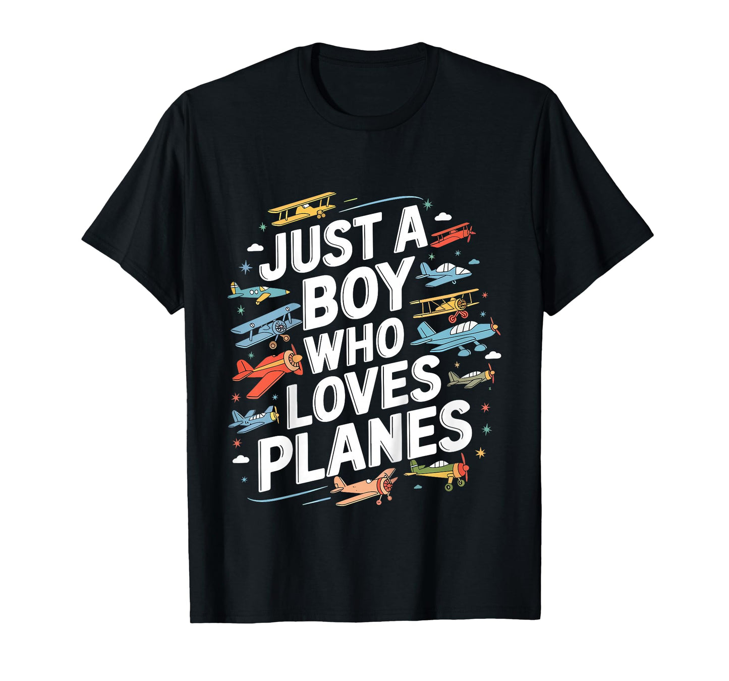Kids Just A Boy Who Loves Planes Funny Pilot Airplane Lovers T-Shirt