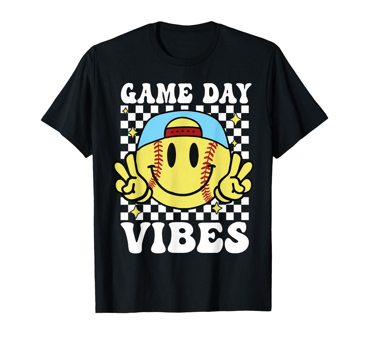 Softball Game Day Vibes Retro Groovy Game Day Girls Women T-Shirt