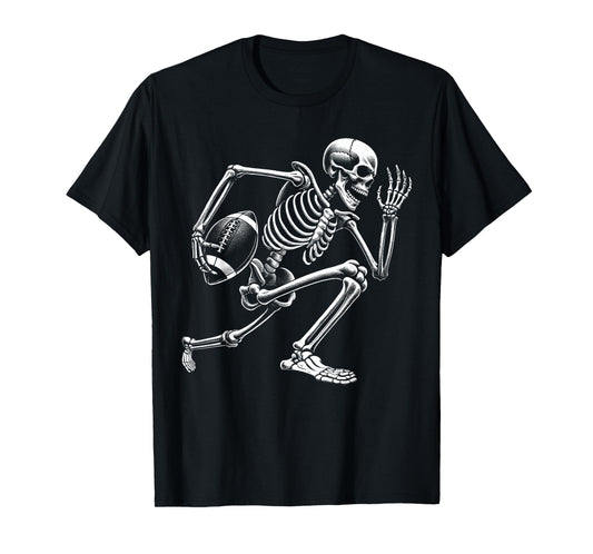 Football Skeleton Playing Football Halloween Skull Lover T-Shirt