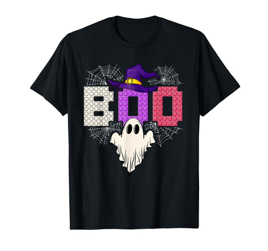 Halloween Boo Ghost Master Builder Blocks Building Boy Kids T-Shirt