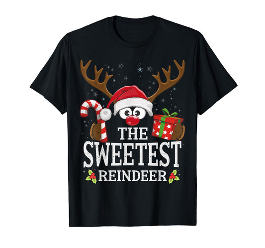 99 Gifts Matching Christmas Reindeer Squad - Black Christmas Cartoon T-Shirt - Unisex-Adults & Kids - Regular Fit - Short Sleeve - Winter