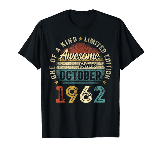 Awesome Since October 1962 Vintage Men Women 63rd Birthday T-Shirt
