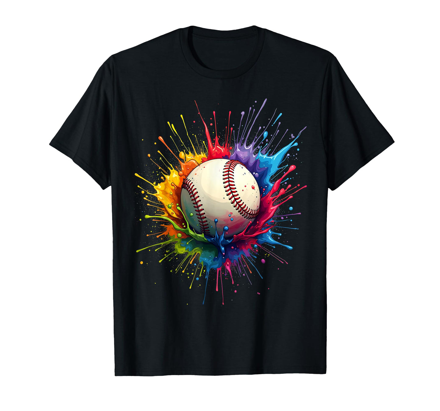Baseball Player Color Art Colorful Tie Dye Paint Splatter T-Shirt
