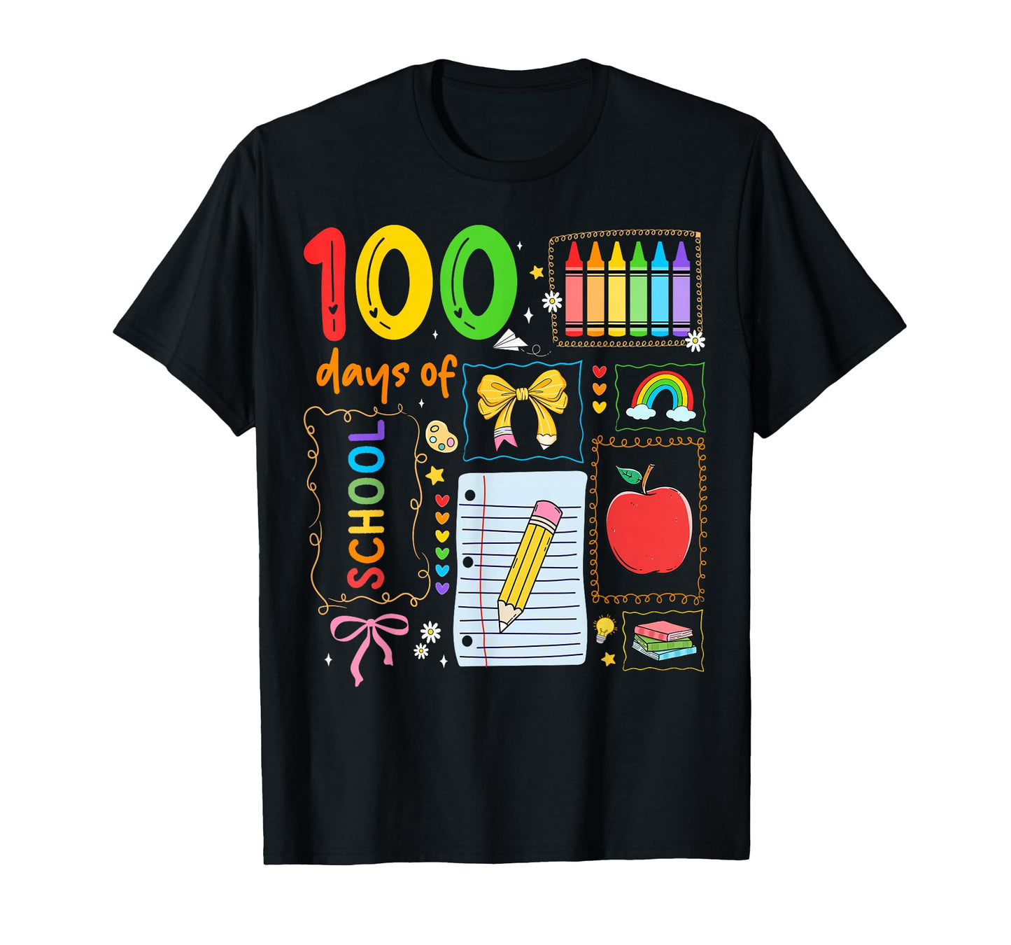 100 Days of School Doodles 100th Day of School Boys Girls T-Shirt