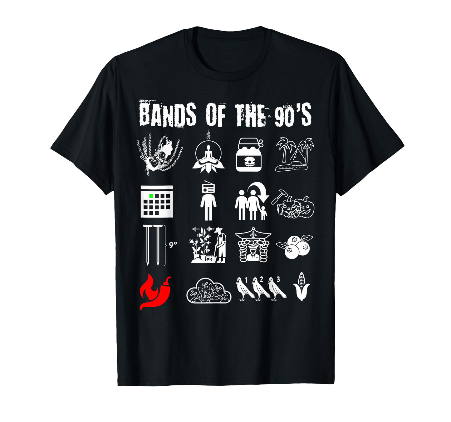 Funny Nerdy Iconic Alternative Rock Bands of the 90s White T-Shirt