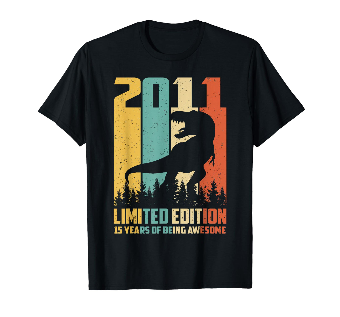 Awesome Since 2011 15 Years Old 15th Birthday T-Rex Dinosaur T-Shirt