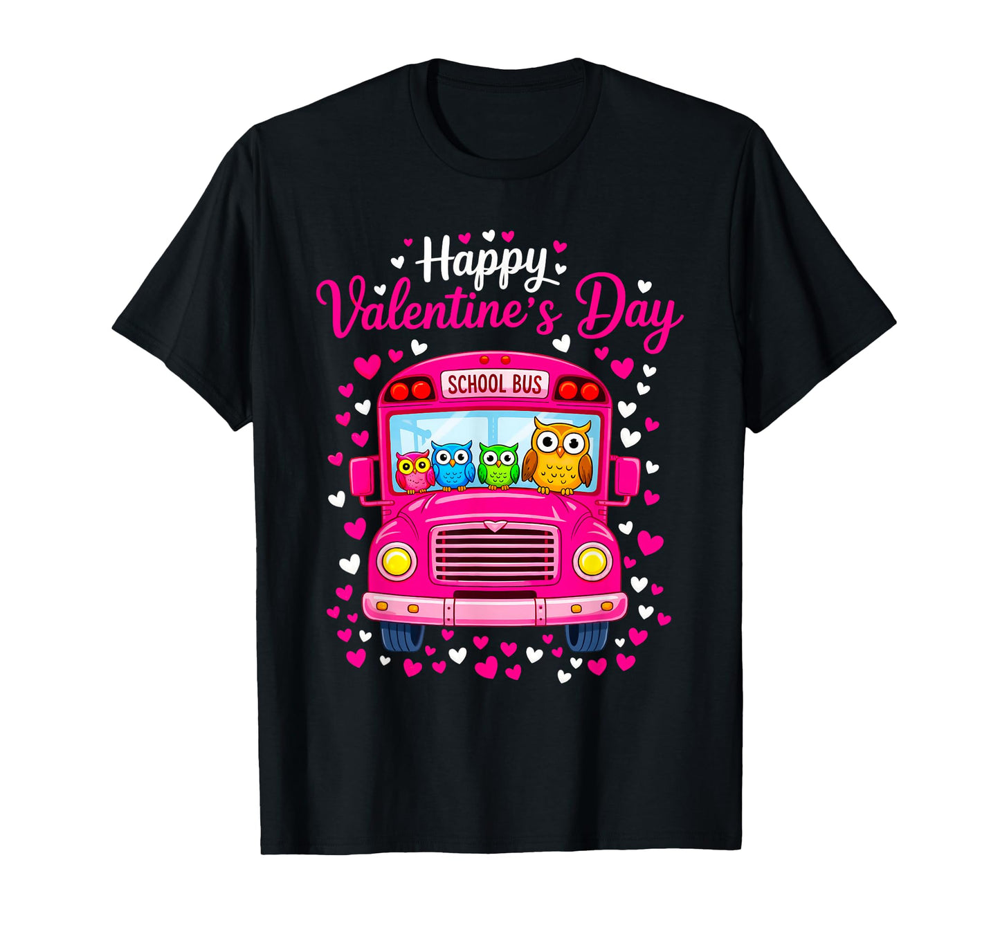 Funny Owls School Bus Driver Happy Valentines Day T-Shirt