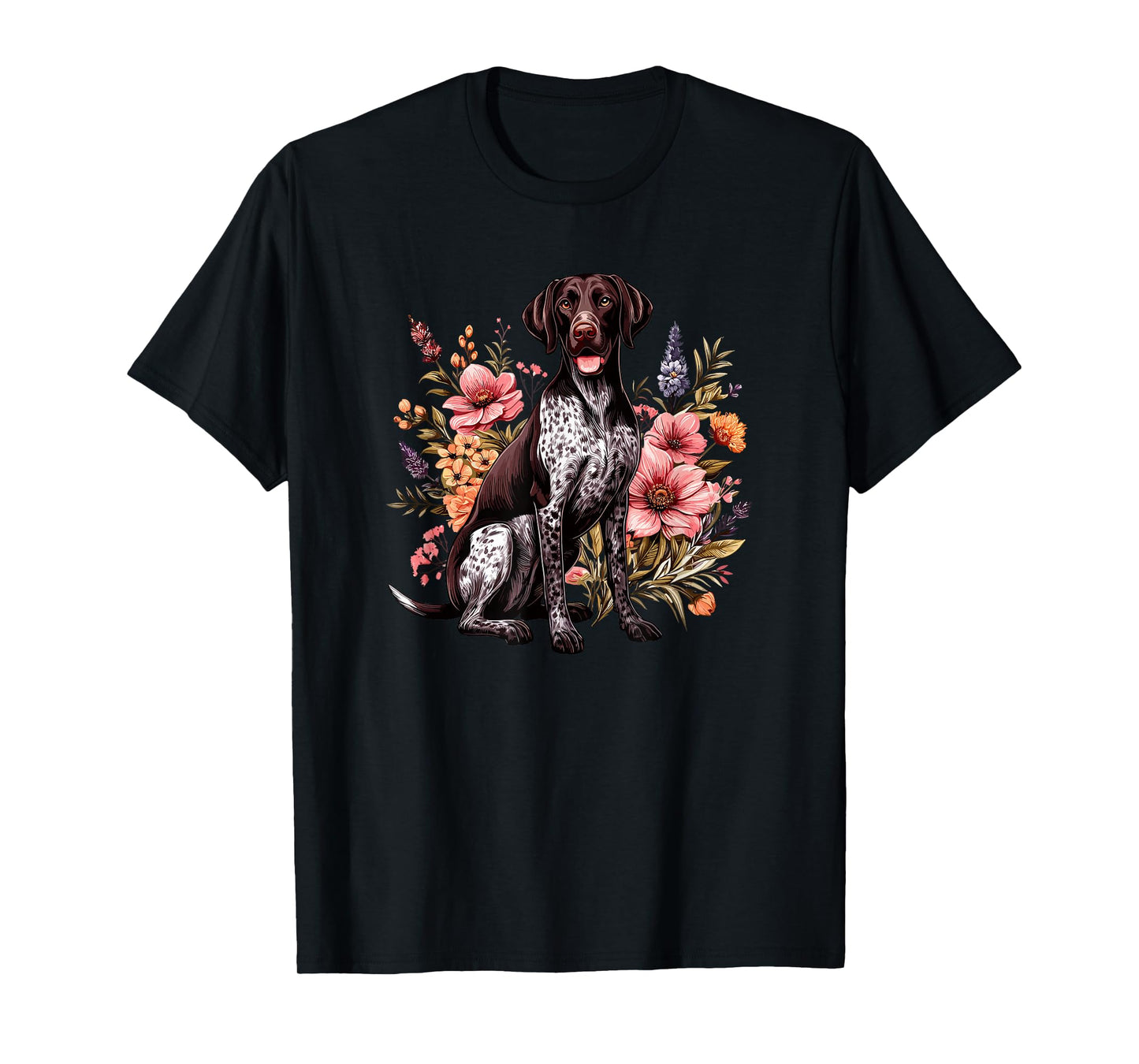 GSP Hunting Dog Vintage Flowers German Shorthaired Pointer T-Shirt