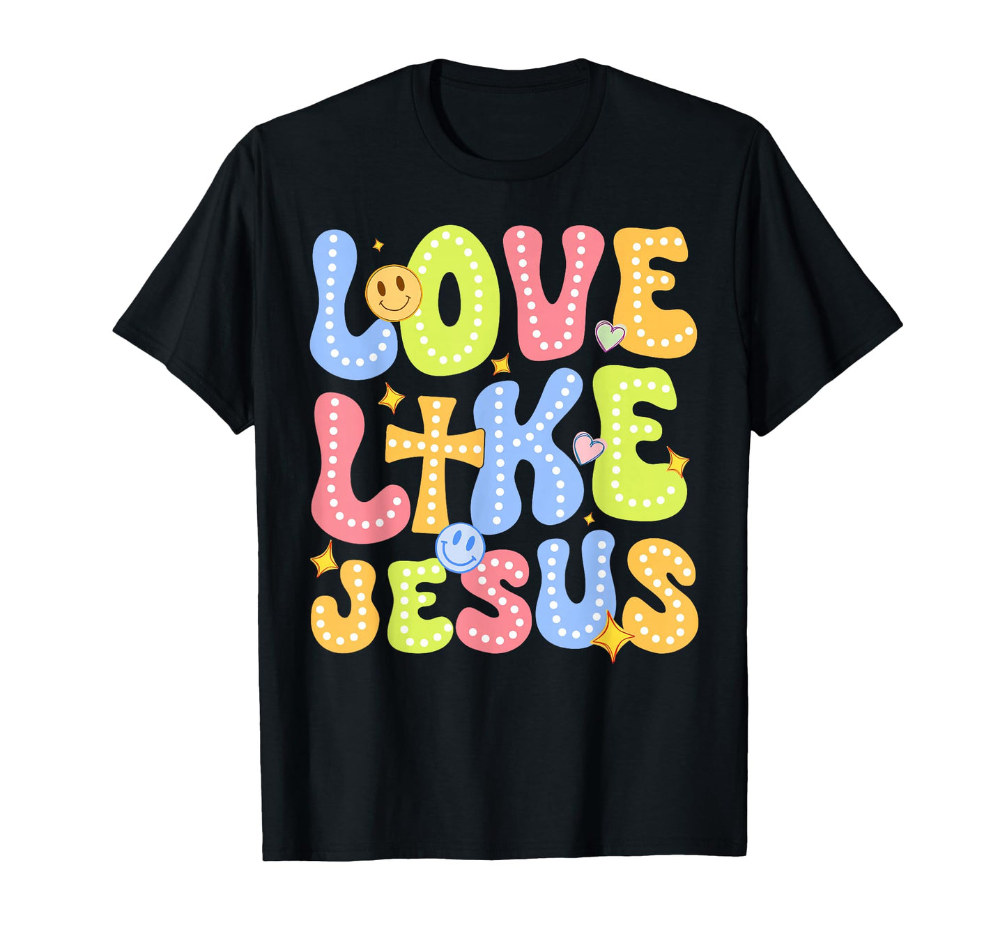 Love Like Jesus Groovy Valentine God Christian Boy Girl T-Shirt