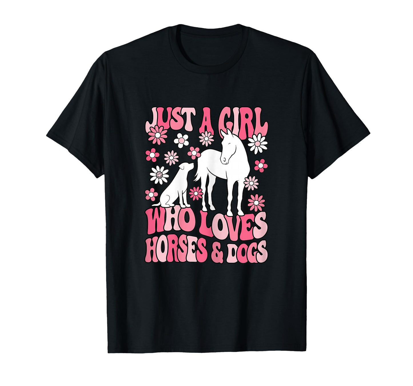 Just A Girl Who Loves Horses and Dogs Horseback Riding T-Shirt