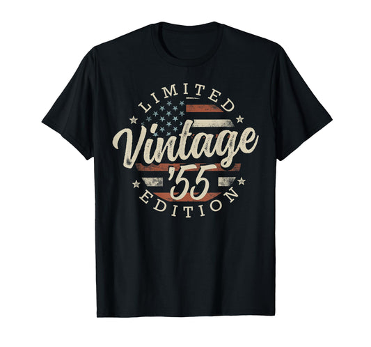 Vintage 1955 Limited Edition USA Flag 70th Birthday T-Shirt