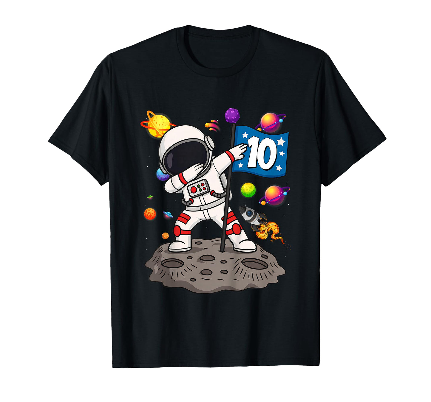 Ten 10th Boys Girls Astronaut Space Birthday 10 Years Old T-Shirt