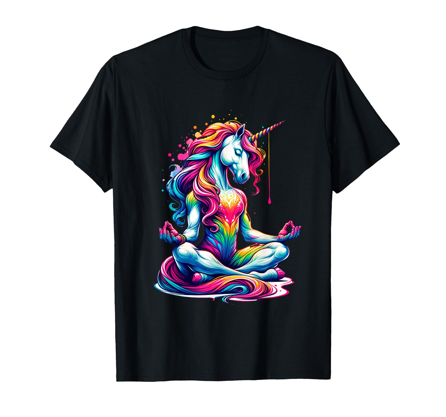 Meditating Yoga Unicorn: Colorful Balance and Relaxation T-Shirt