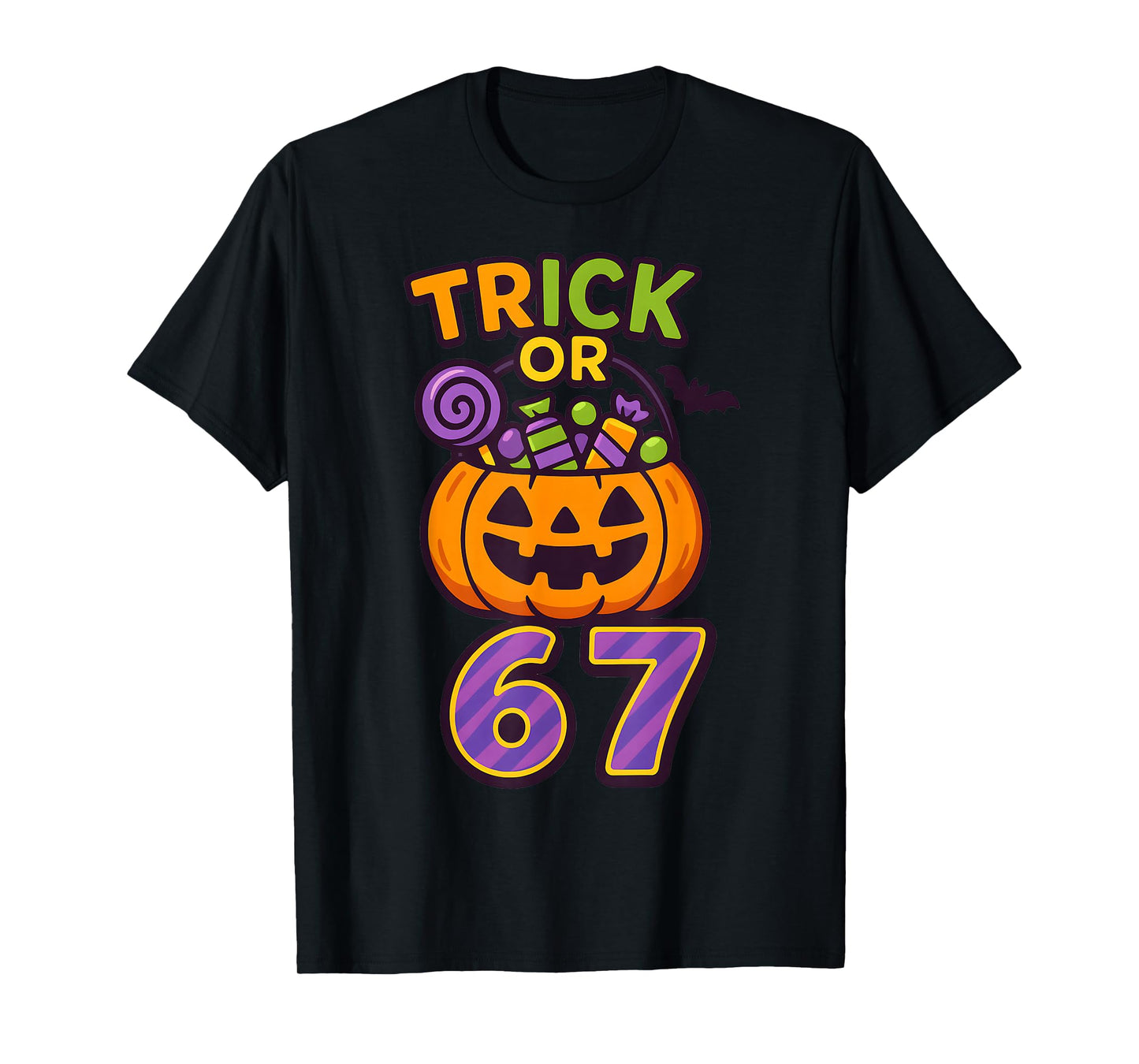 Funny 67 Halloween Trick Or Treat Pumpkin Boys Six Seven T-Shirt
