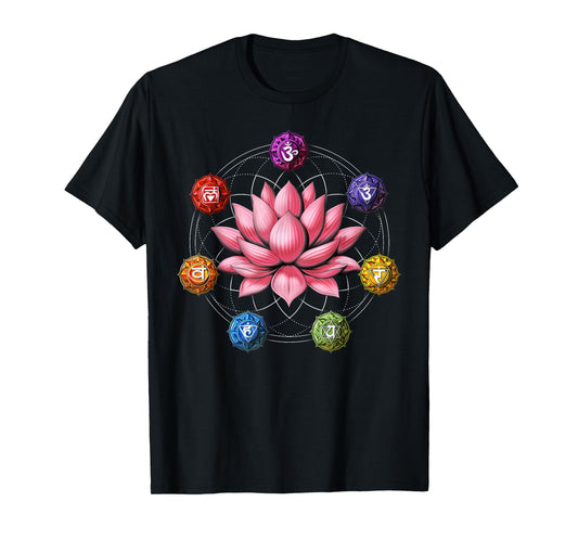 Lotus Flower Chakra Symbol Zen Yoga Sacred Geometry Buddhist T-Shirt