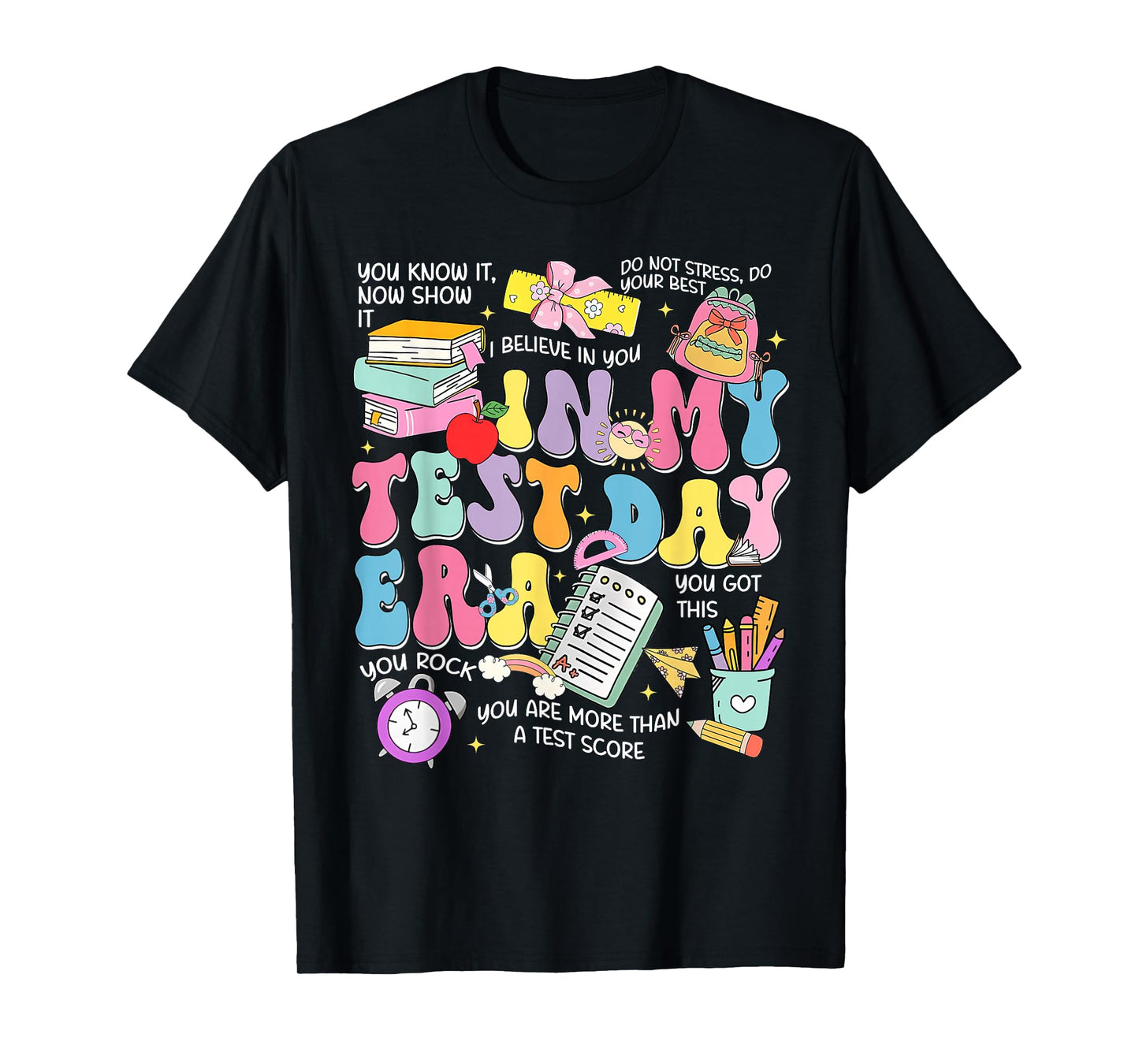 Test Day Testing Day in My Era Retro Groovy Teacher Student T-Shirt