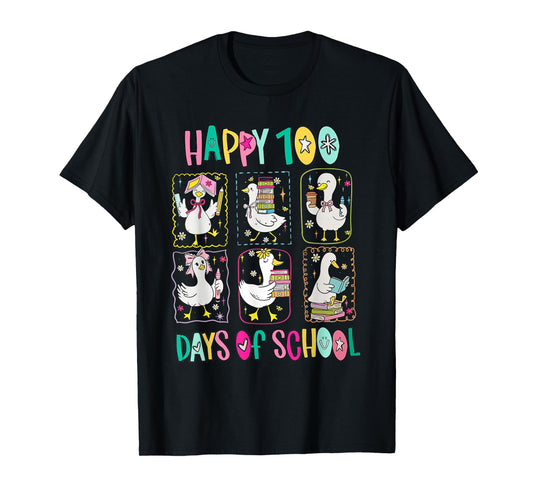 Funny Silly Goose Happy 100 Days of School Teacher Goose T-Shirt