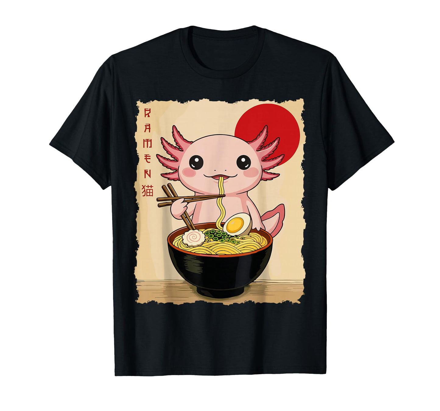 Funny Axolotl Ramen Kawaii Anime Japanese Graphic Women Men T-Shirt
