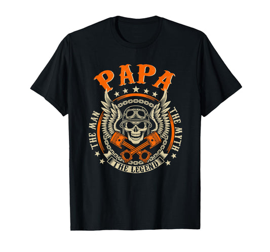 Vintage Biker Papa Motorcycles Biker For Fathers Day Mens T-Shirt