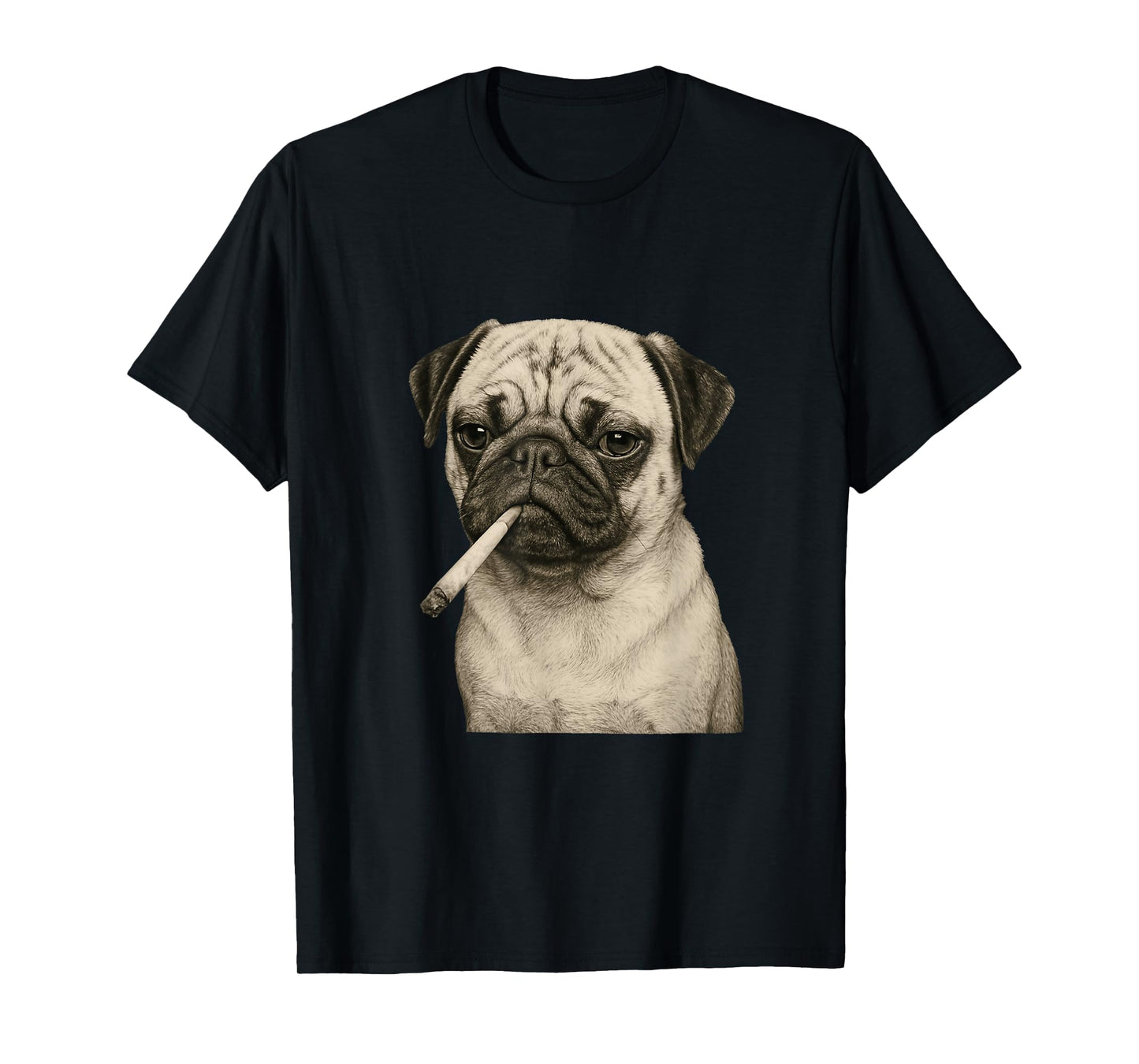 Funny Smoking Pug Dog Cigarette Gen Z Meme Graphic T-Shirt