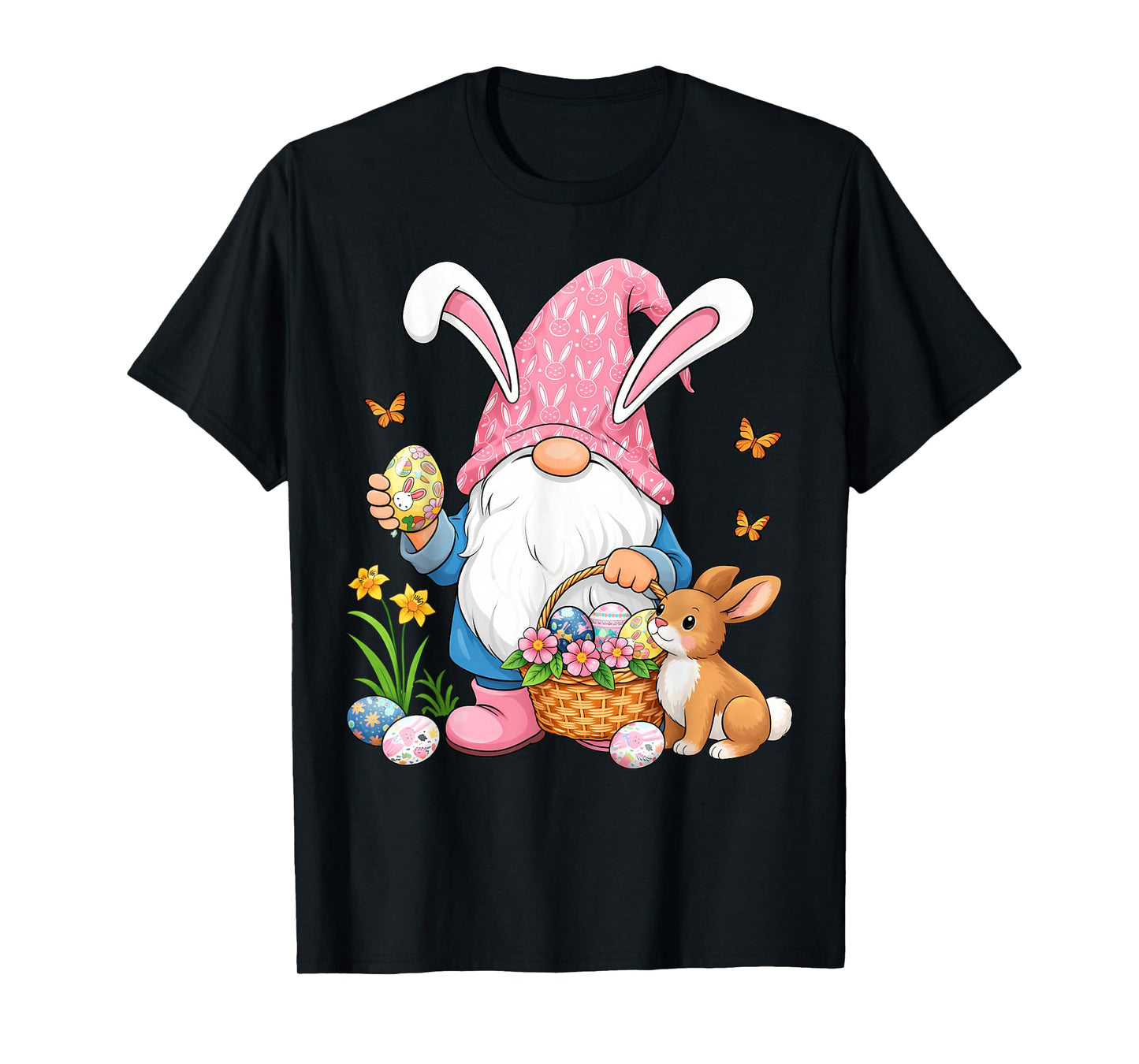 Women Easter Bunny with Gnome Easter Day Women Kids Girls T-Shirt