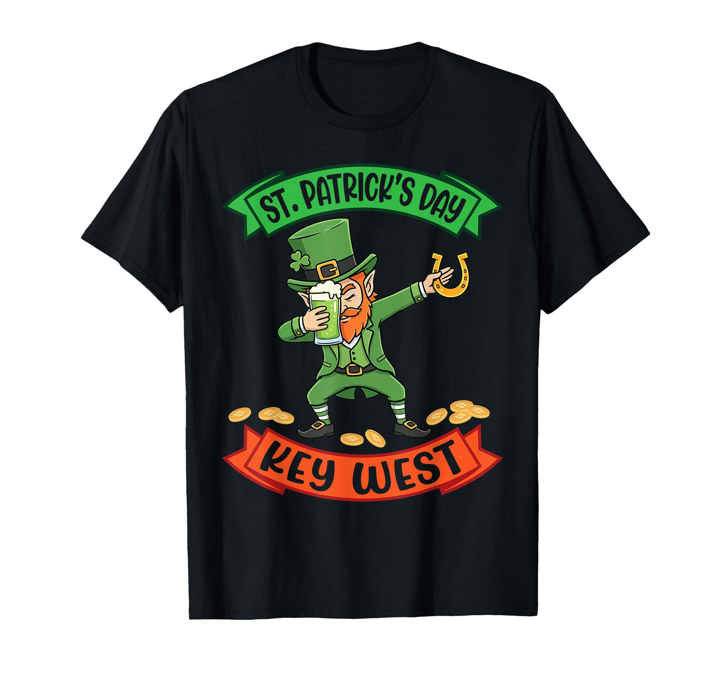 Dabbing Leprechaun Saint Patricks Day in Key West Beer Gold T-Shirt