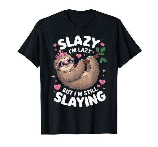 Cute Tween Girl Funny Animal Sloth Slay Meme Trendy Slazy T-Shirt