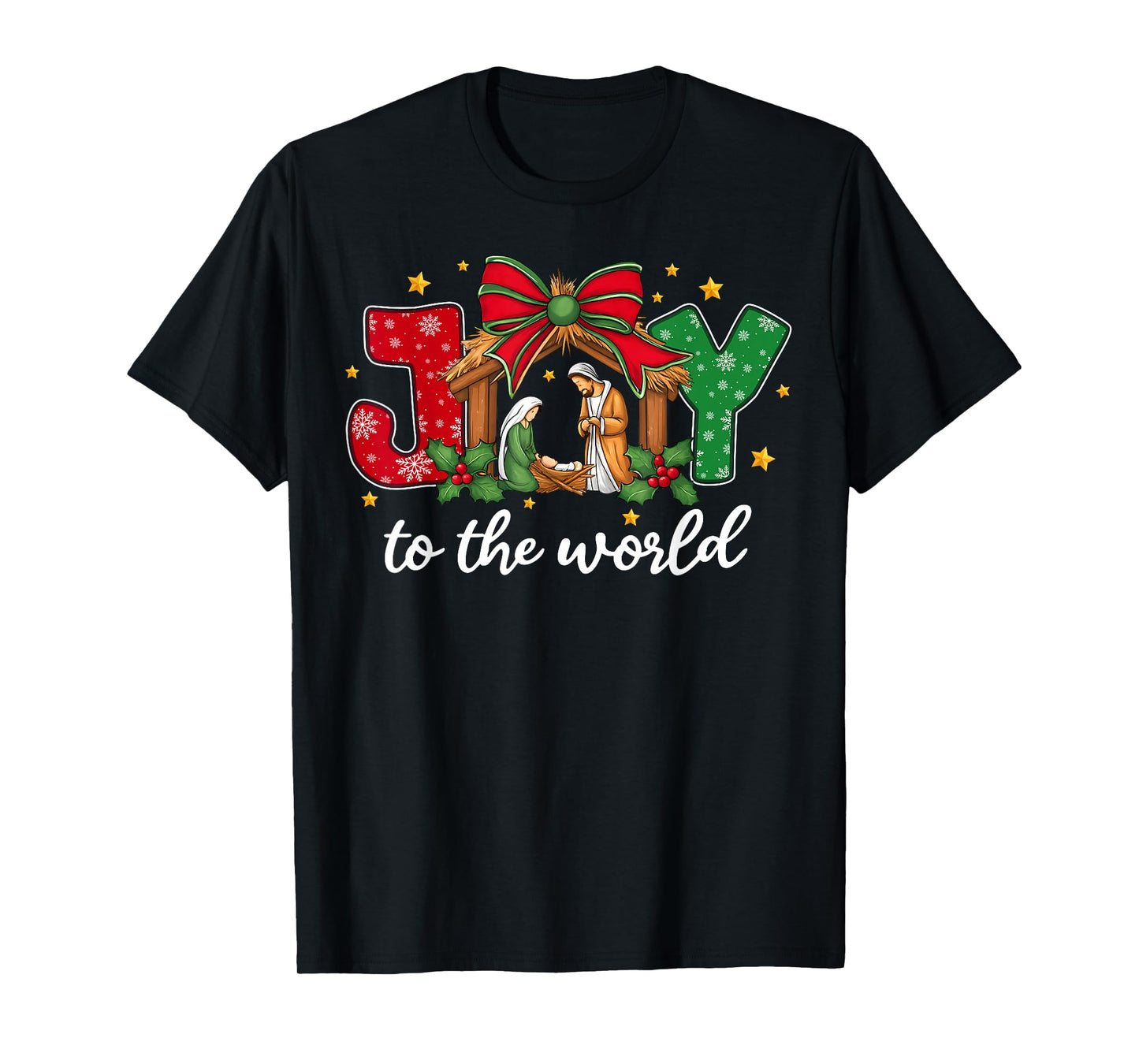Joy to The World Baby Jesus Christmas Nativity Scene T-Shirt