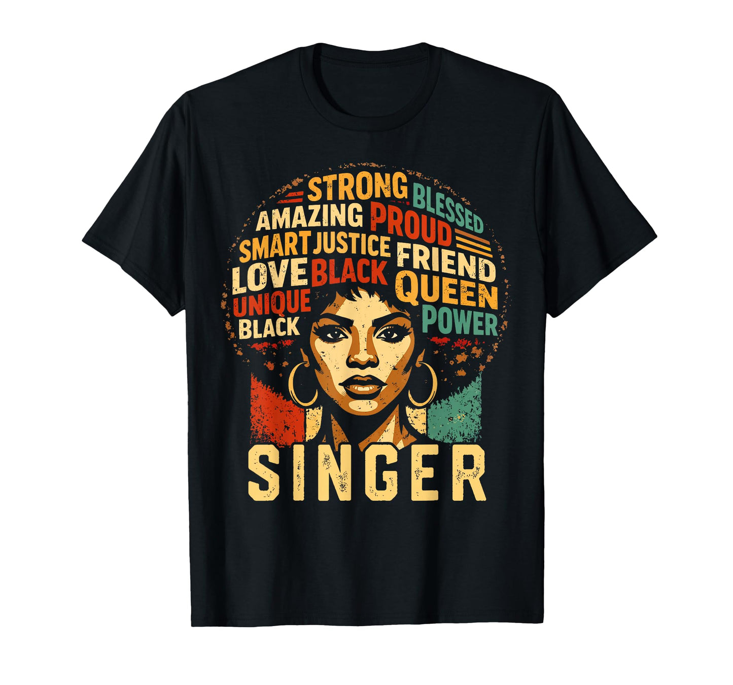 Singer Black History Month Powerful Black Pride Art Design T-Shirt