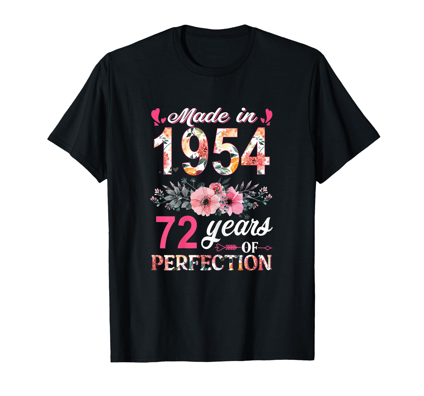 Made in 1954 Floral 72 Year Old 72th Birthday Gifts Women T-Shirt