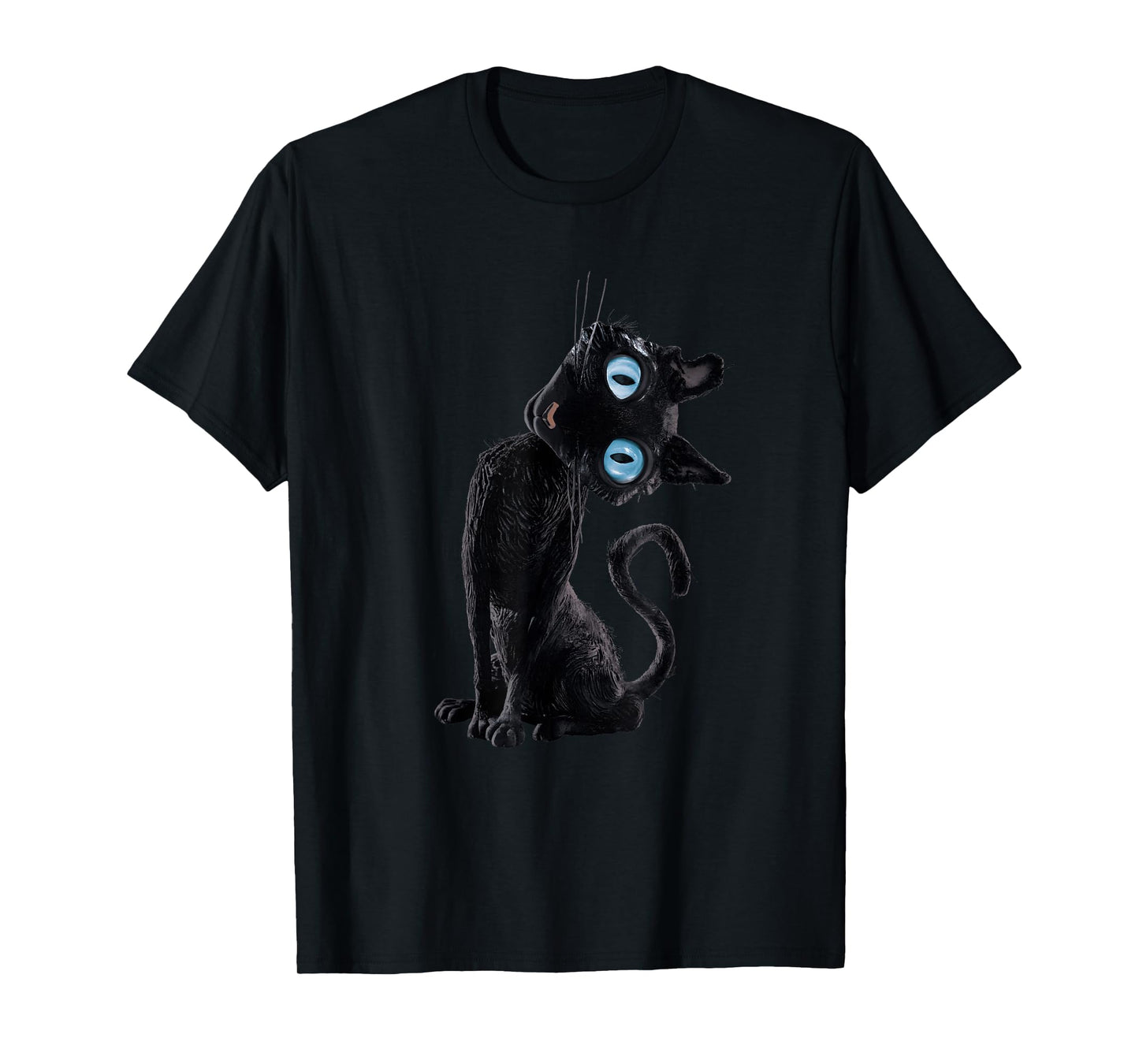 Black Cat Lazy Cute Meme Button Eyes Kitty Lovers T-Shirt