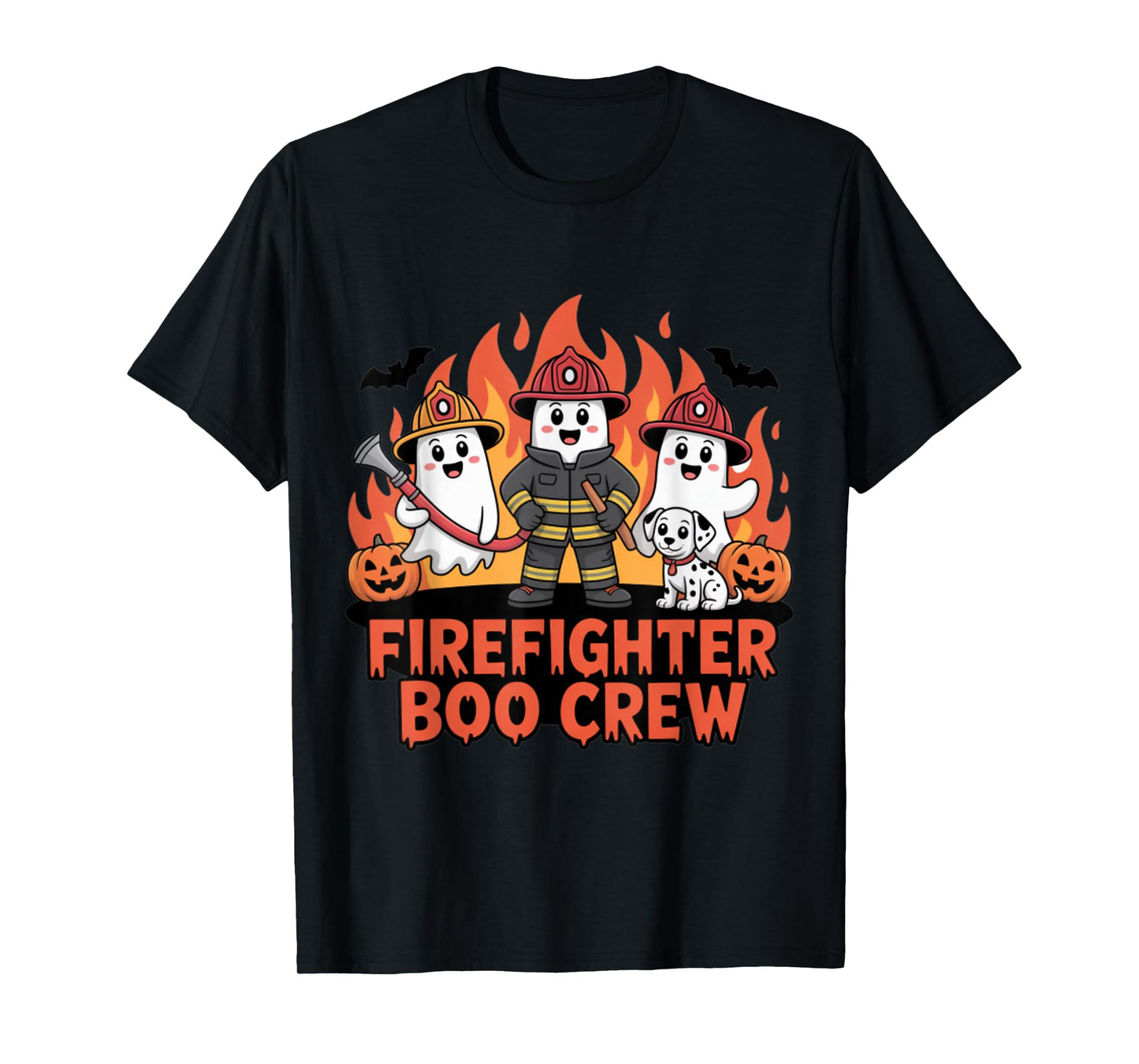 Firefighter Boo Crew Ghost Halloween Costume T-Shirt