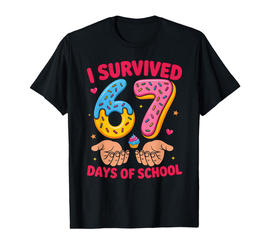 I Survived 67 Days of School Teacher Kids Funny 6 7 Number T-Shirt