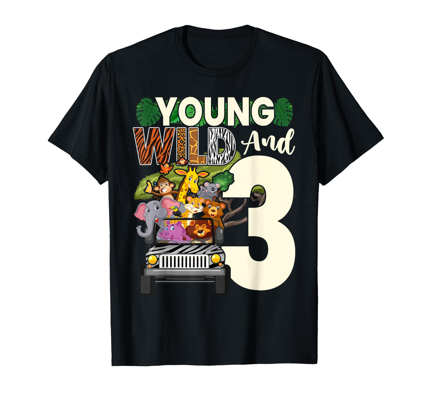 3rd Birthday Toddler Young Wild Three 3 Year Old Safari Zoo T-Shirt