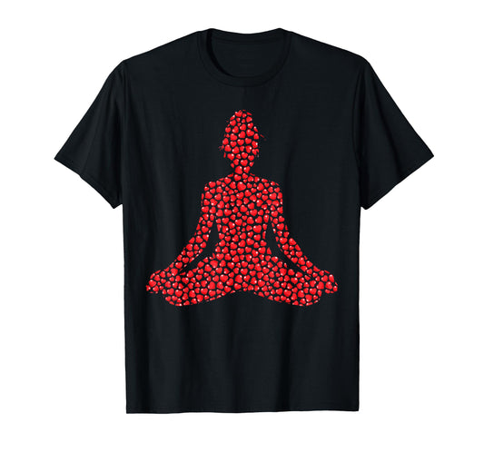 Yoga Lover Heart Shape Yoga Valentine's Day T-Shirt