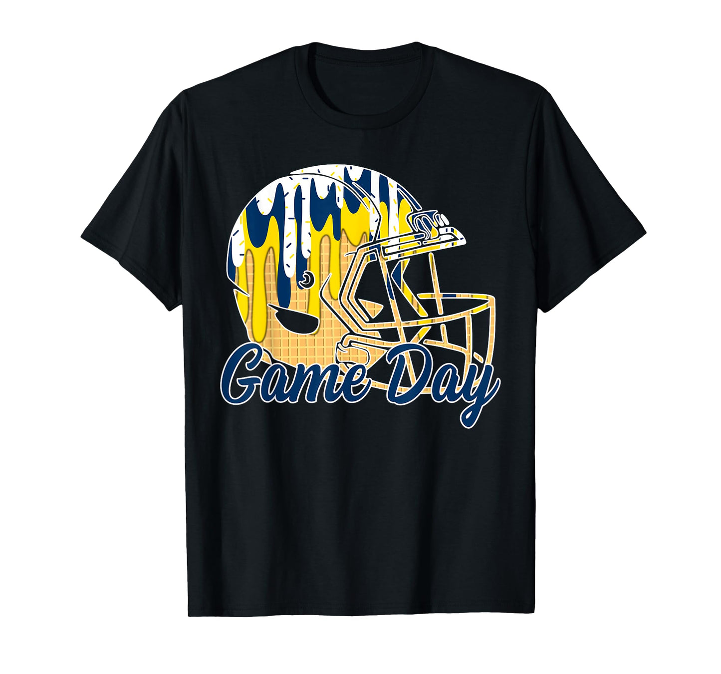 Football Drip Game Day Sport Football Mom Go Cheer Blue Navy T-Shirt