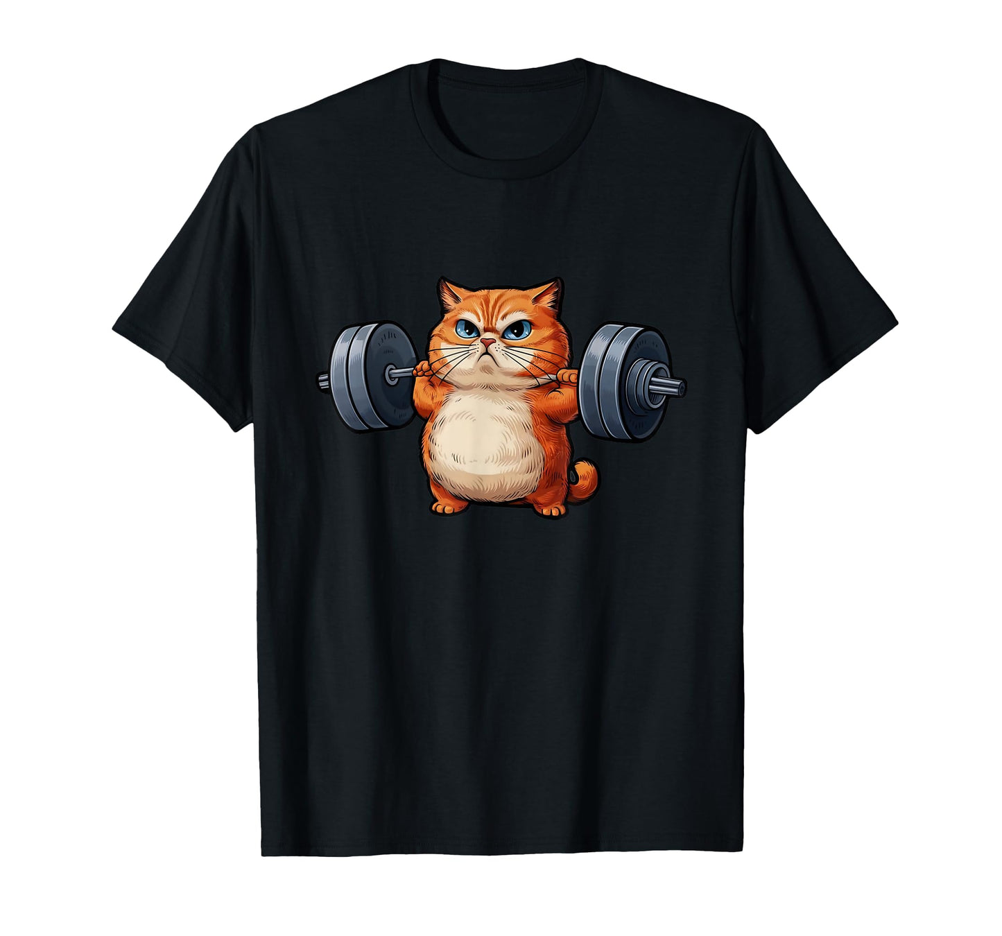 Cat Weightlifting T-Shirt- Funny Cat Workout and Fitness Tee T-Shirt for Men Women Kids