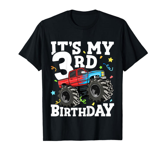 Kids Monster Truck It's My 3rd Birthday Boy 3 Three Toddler T-Shirt