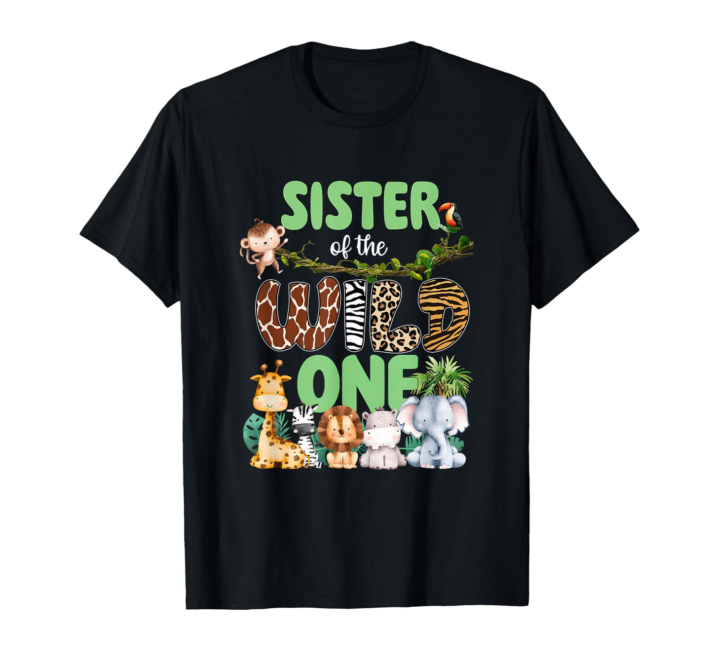 Sister of The Wild One 1st Birthday Boy Kids Safari Jungle T-Shirt
