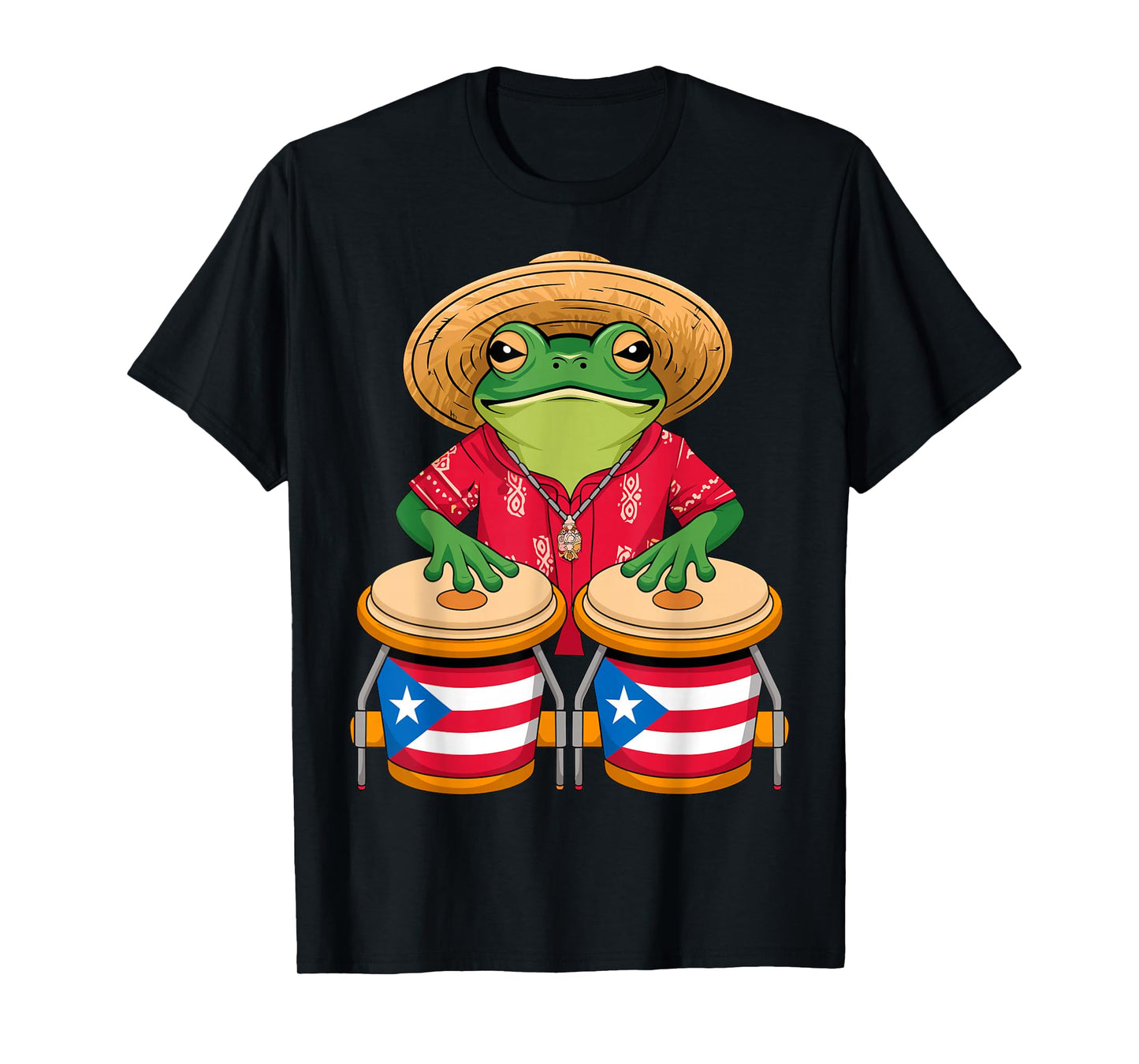 Magical and Funny Puerto Rican Gifts Frog Coqui Taino Boricua Puerto Rico Flag T-Shirt - Unisex-Adult, Small, Black, Short Sleeve, Cotton Blend, Crew Neck, Classic Fit, Imported