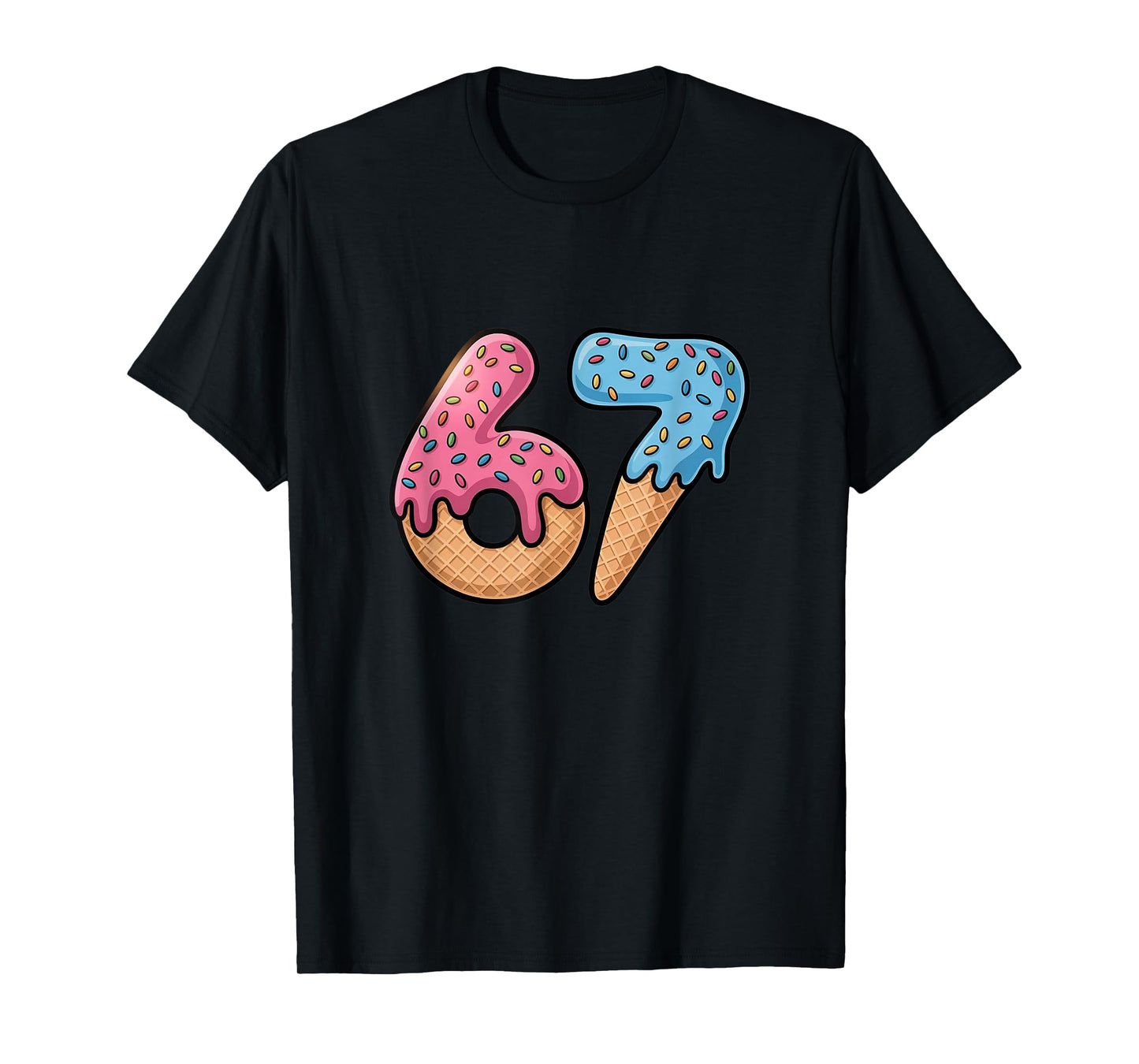 Six Seven Ice Cream Drip Cool Meme 67 Funny Number T-Shirt
