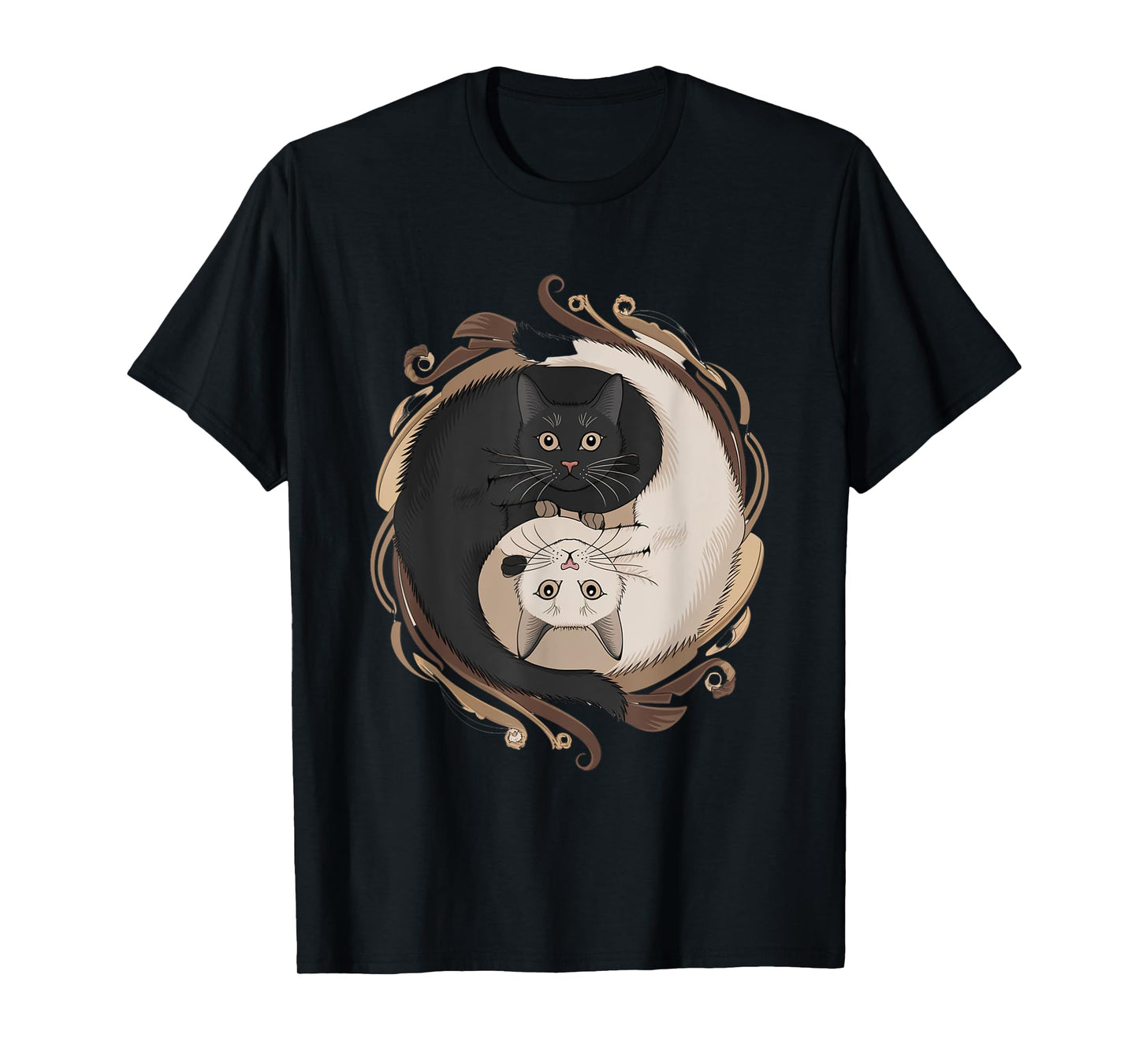 Yin Yang Cats with Decorative Elements T-Shirt